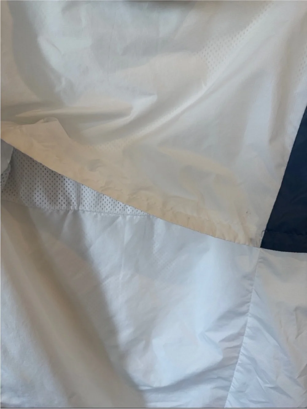 Adidas White and Blue Hooded Windbreaker Jacket - Men's size M